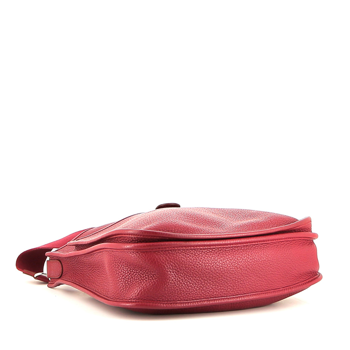 Hermès  Evelyne small model  shoulder bag  in red togo leather - Detail D4