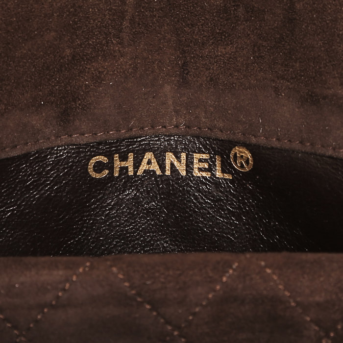 Borsa Chanel  Vintage in camoscio trapuntato marrone - Detail D3