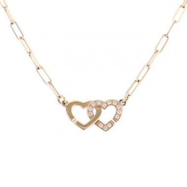 Dinh Van Double coeurs R9 necklace in pink gold and diamonds