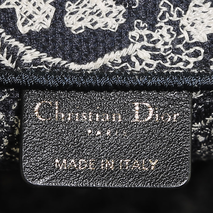 Shopping bag Dior  Book Tote modello grande  in tela blu marino e bianca - Detail D4
