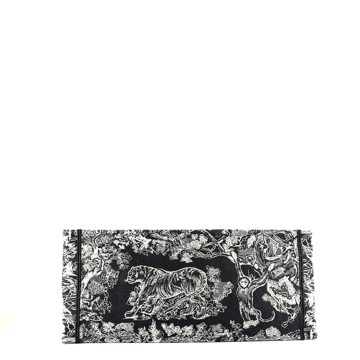Sac cabas Dior  Book Tote grand modèle  en toile bleu-marine et blanche - Detail D5