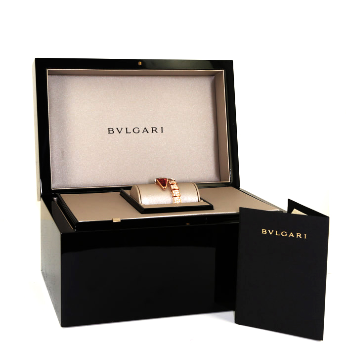 Brazalete Bulgari Serpenti Viper de oro rosa, diamantes y rubellita - Detail D2