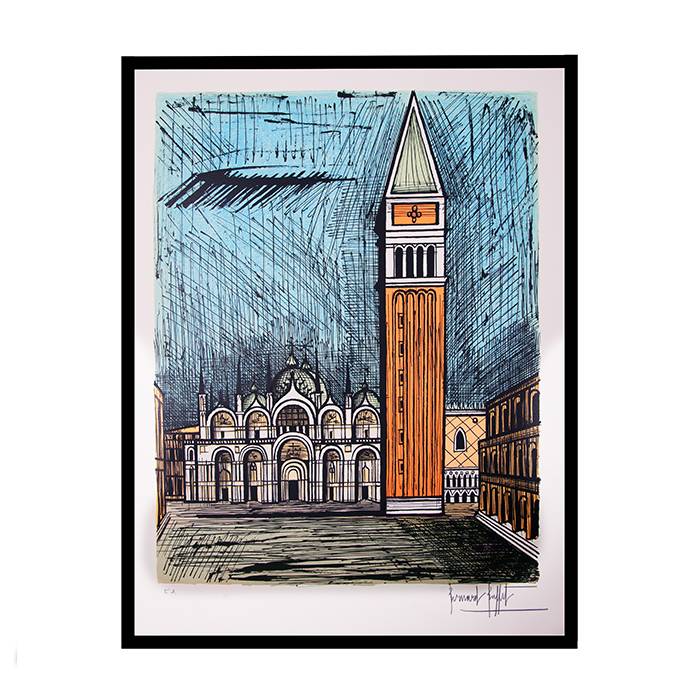 Bernard Buffet, "Saint Marc et le Campanile", tirée de l'album "Venise", lithographie en couleurs sur papier, signée et annotée EA, de 1986 - 00pp