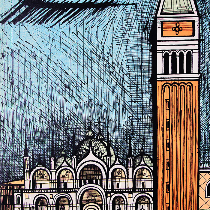 Bernard Buffet, "Saint Marc et le Campanile", tirée de l'album "Venise", lithographie en couleurs sur papier, signée et annotée EA, de 1986 - Detail D1