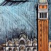Bernard Buffet, "Saint Marc and the Campanile", from the "Venise" album, lithograph in colors on paper, signed and annotated EA (AP), of 1986 - Detail D1 thumbnail