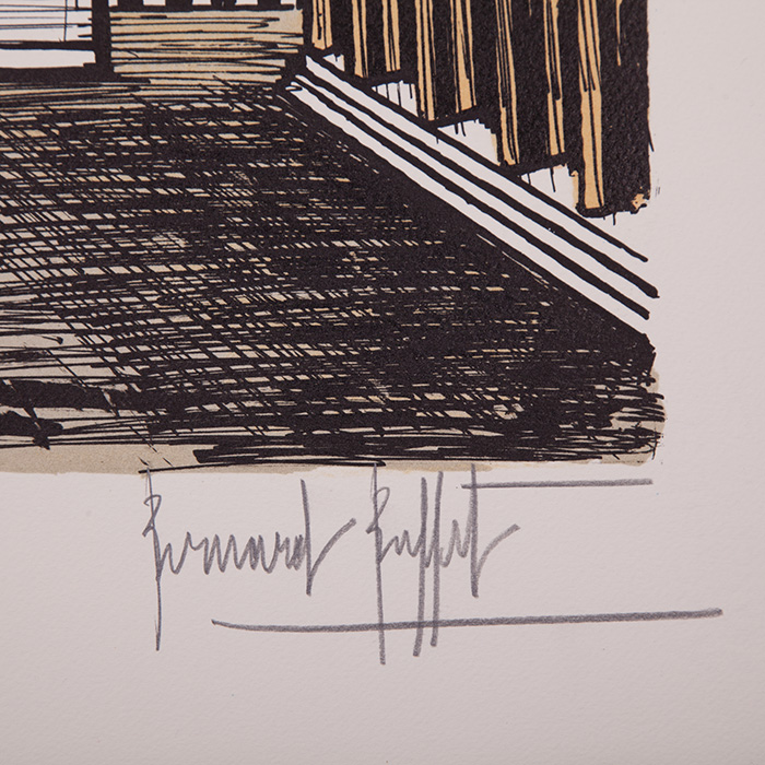 Bernard Buffet, "Saint Marc et le Campanile", tirée de l'album "Venise", lithographie en couleurs sur papier, signée et annotée EA, de 1986 - Detail D3