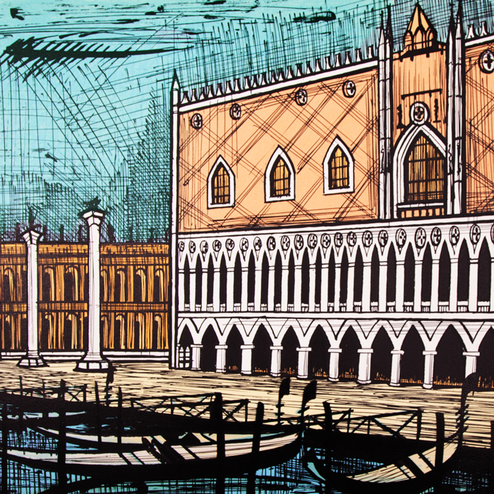 Bernard Buffet, "Le Palais des Doges", tirée de l'album "Venise", lithographie en couleurs sur papier, signée et annotée EA, de 1986 - Detail D1