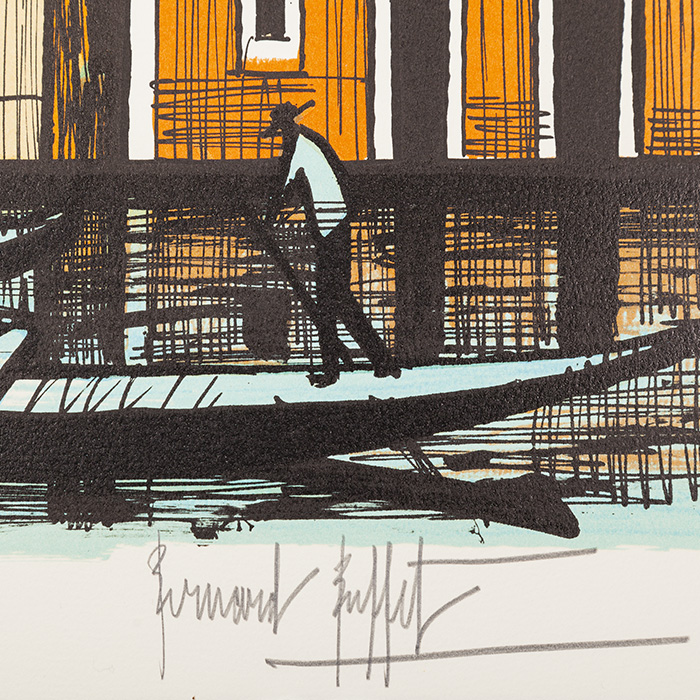 Bernard Buffet, "The Dario and Barbaro Palace", from the "Venise" album, lithograph in colors on paper, signed and annotated EA (AP), of 1986 - Detail D2