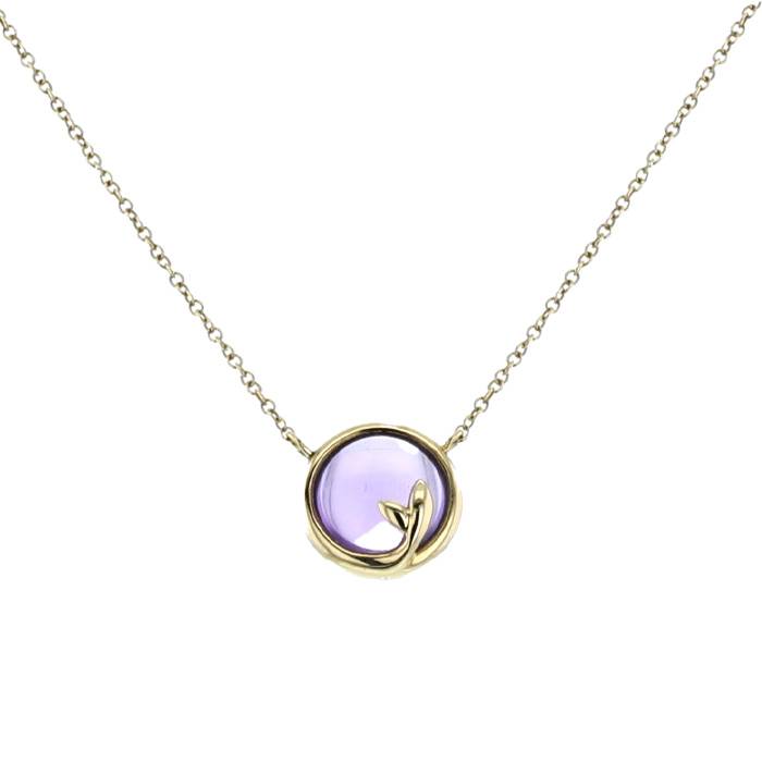 00pp tiffany co olive leaf necklace in yellow gold and amethyst