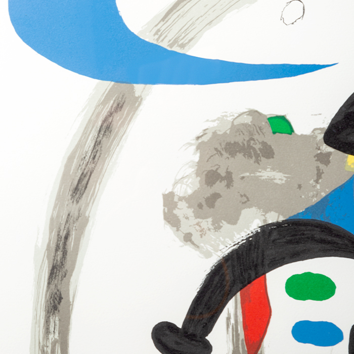 Joan Miró, "Arlequin circonscrit", lithographie en couleurs sur papier, signée et justifiée, de 1973 - Detail D1