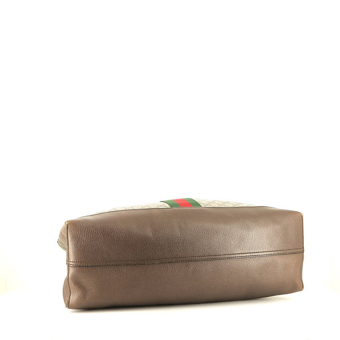 Gucci  Ophidia shopping bag  in beige "sûpreme GG" canvas  and beige grained leather - Detail D4