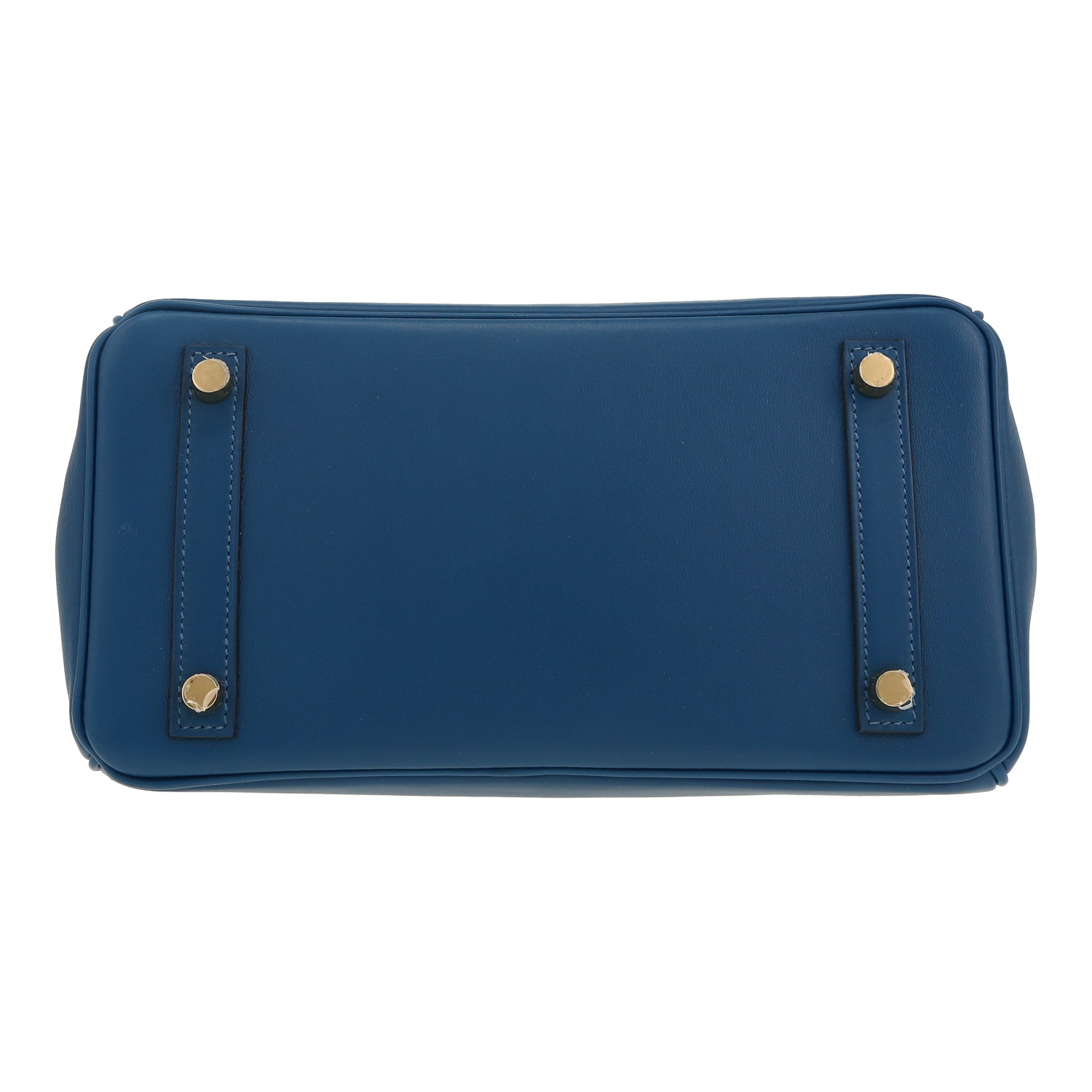 Bolso de mano Hermès  Birkin 25 cm en cuero swift azul - Detail D1