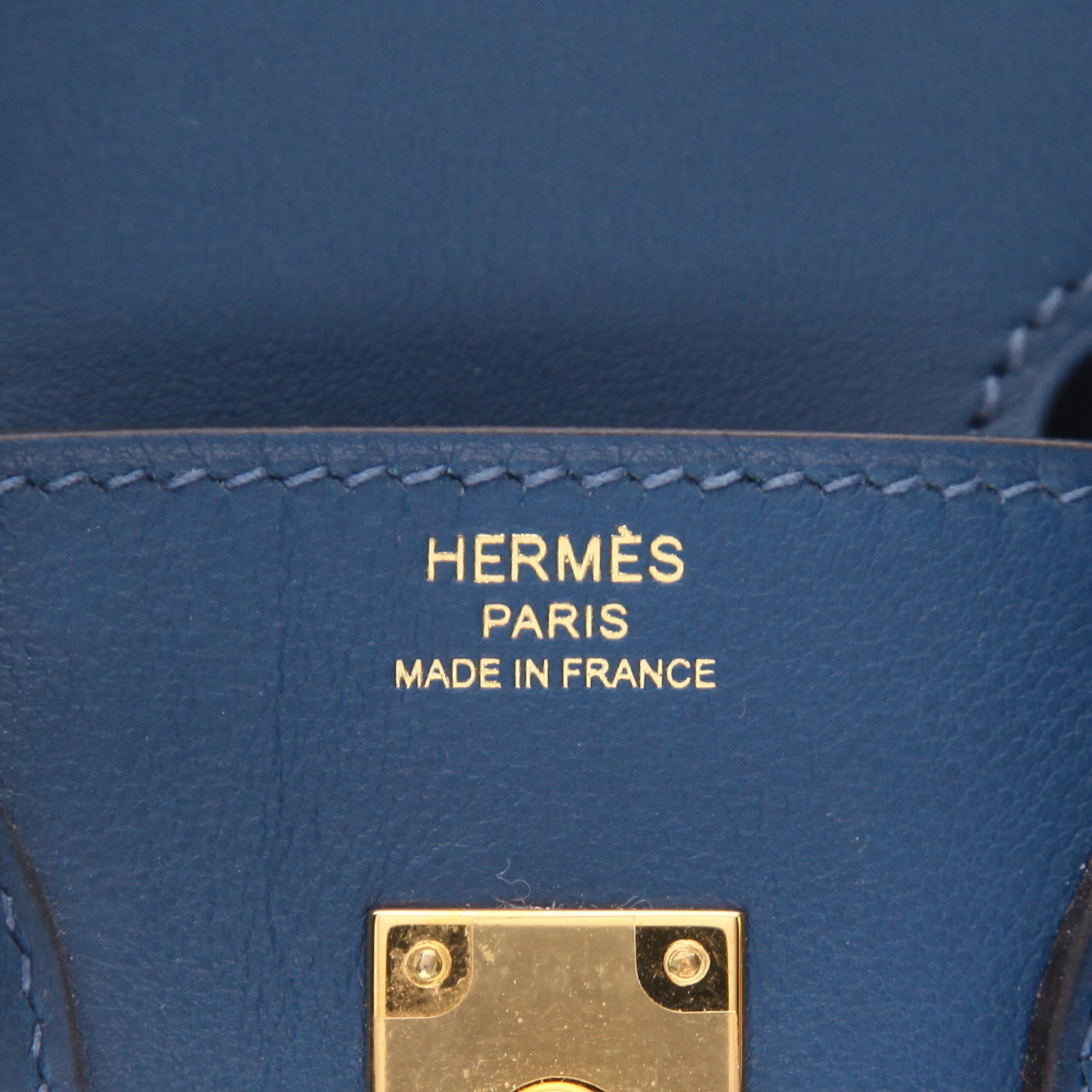 Sac à main Hermès  Birkin 25 cm en cuir Swift bleu - Detail D2