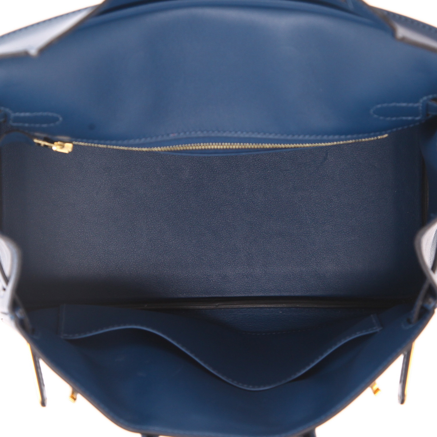 Bolso de mano Hermès  Birkin 25 cm en cuero swift azul - Detail D3