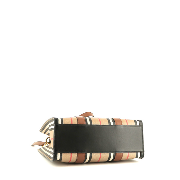 Bolso Cabás Burberry   en cuero beige, rojo negro y blanco - Detail D5