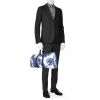 Bolsa de viaje Louis Vuitton Keepall Editions Limitées en lona Monogram azul y blanca - Detail D1 thumbnail