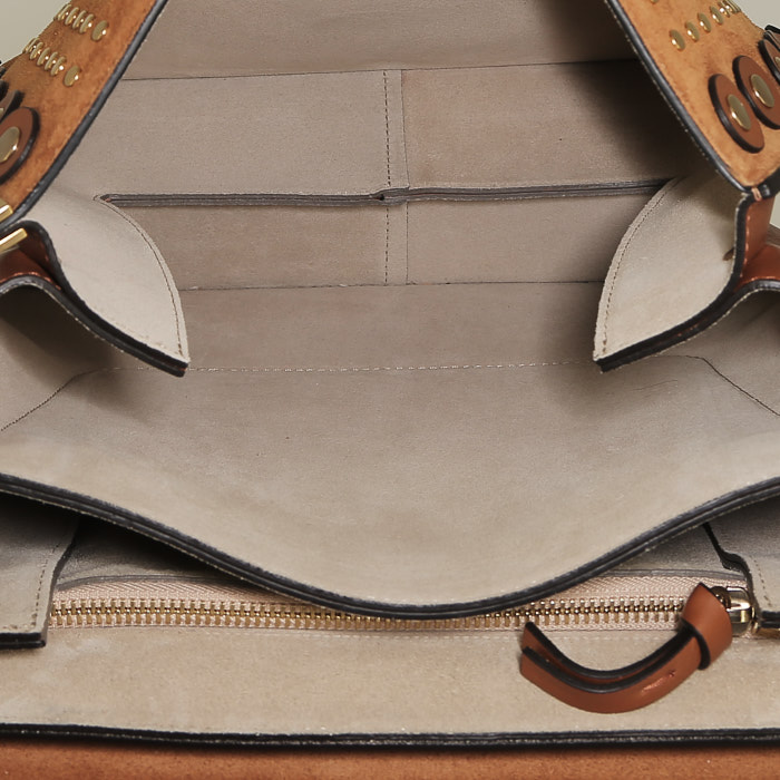 Borsa a tracolla Chloé Faye modello medio  in pelle marrone e camoscio marrone - Detail D2