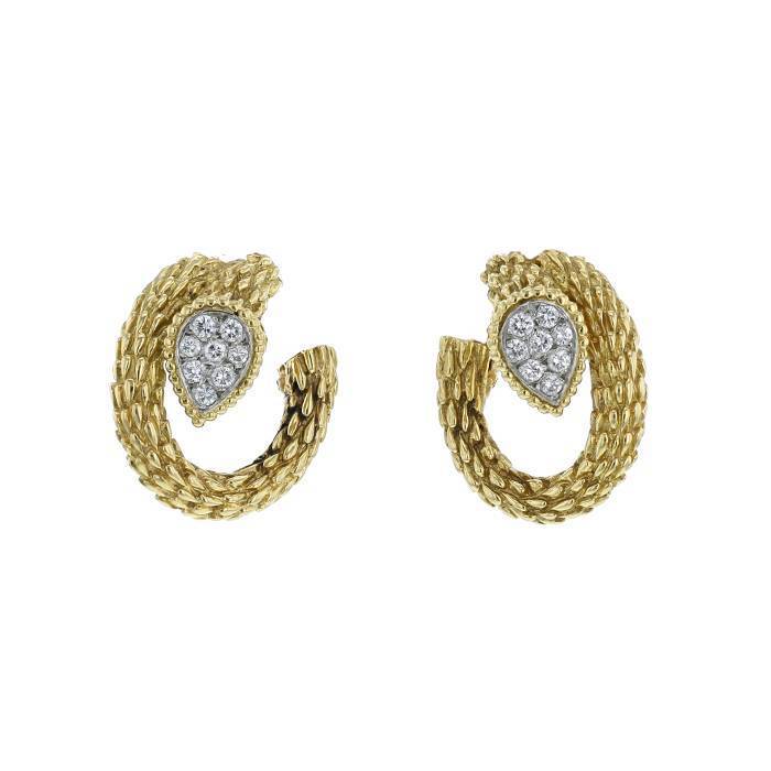 Boucheron Serpent Bohème earrings in yellow gold and diamonds - 00pp