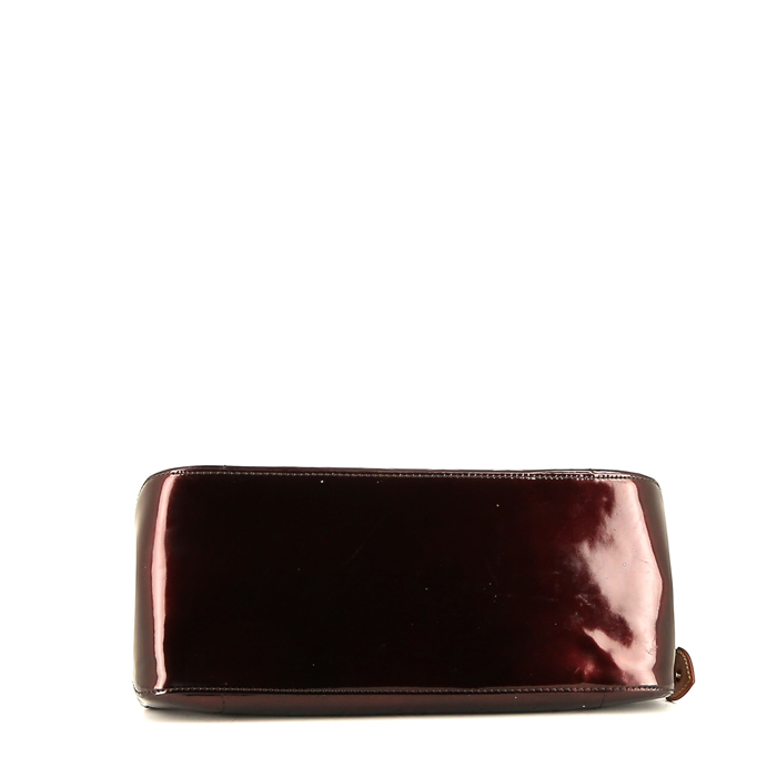 Bolso de mano Louis Vuitton  Rosewood en charol Monogram color burdeos y cuero natural - Detail D4