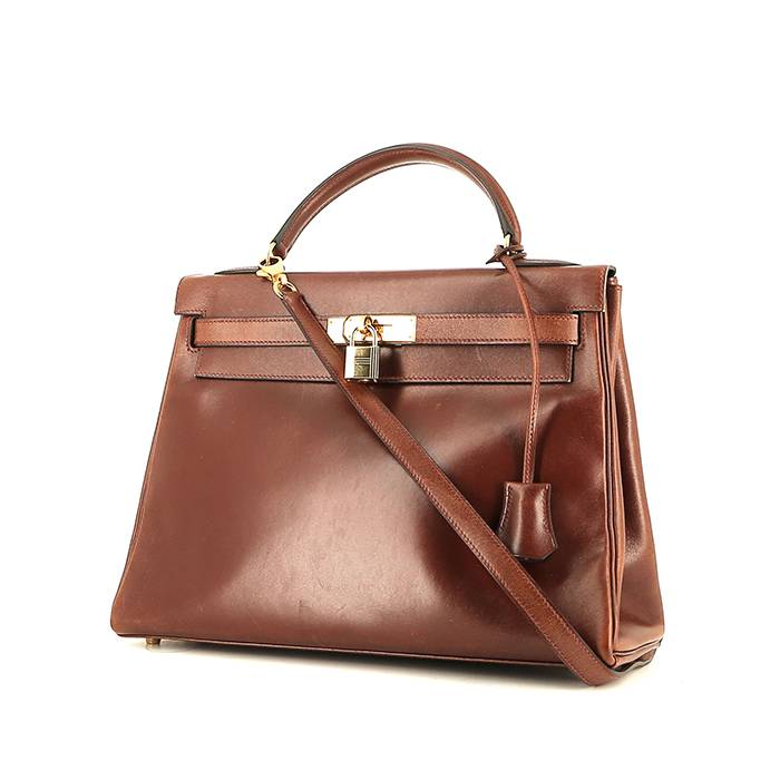 Hermès  Kelly 32 cm handbag  in brown box leather - 00pp