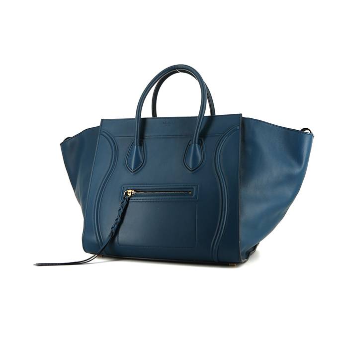 Celine  Phantom handbag  in blue grained leather - 00pp