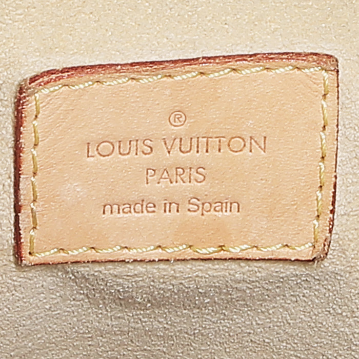 Louis Vuitton  Artsy medium model  handbag  in azur damier canvas  and natural leather - Detail D3