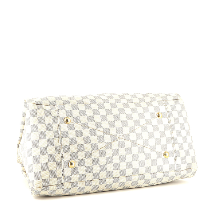 Louis Vuitton  Artsy medium model  handbag  in azur damier canvas  and natural leather - Detail D4