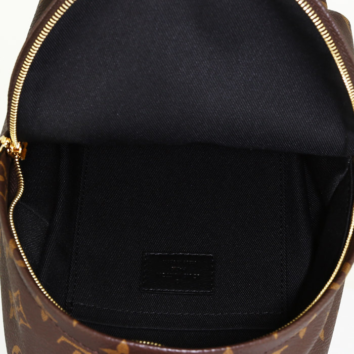 Zaino Louis Vuitton  Palm Springs Backpack Mini in tela monogram marrone e pelle nera - Detail D2