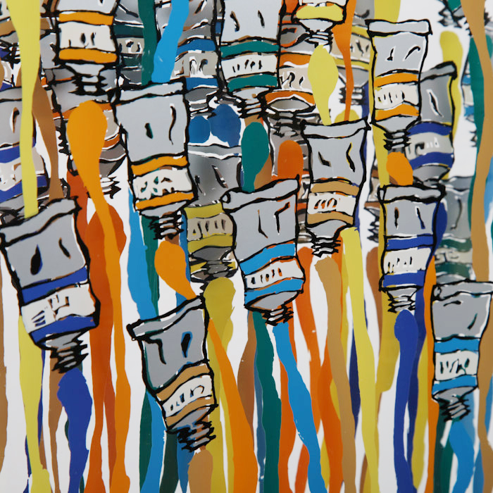 Arman, "Harpe de couleurs", sculpture en plexiglas sérigraphié, édition Artcurial, signée, numérotée et datée, de 1975