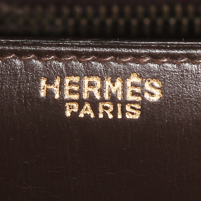 Sac à main Hermès  Constance en cuir box marron-chocolat - Detail D4