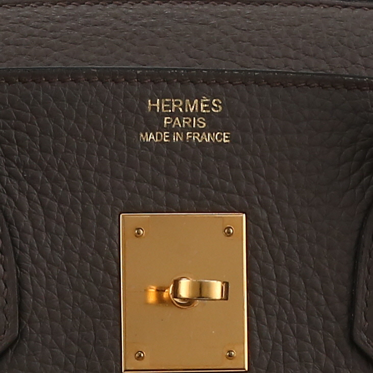 Hermès  Birkin 35 cm handbag  in grey togo leather - Detail D2