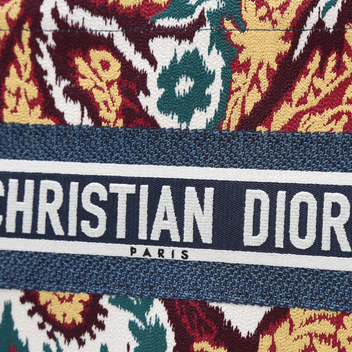 Dior  Book Tote medium model  shopping bag  in blue, red and yellow multicolor  printed patern canvas - Detail D1