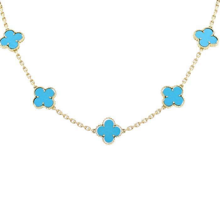 Van Cleef Arpels Turquoise Vintage Alhambra Pendant Necklace, White Gold -  PreLoved Treasures