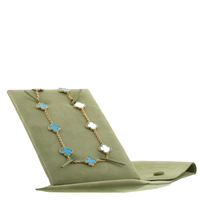 Collier Van Cleef & Arpels Alhambra Vintage en or jaune et turquoise - Detail D2