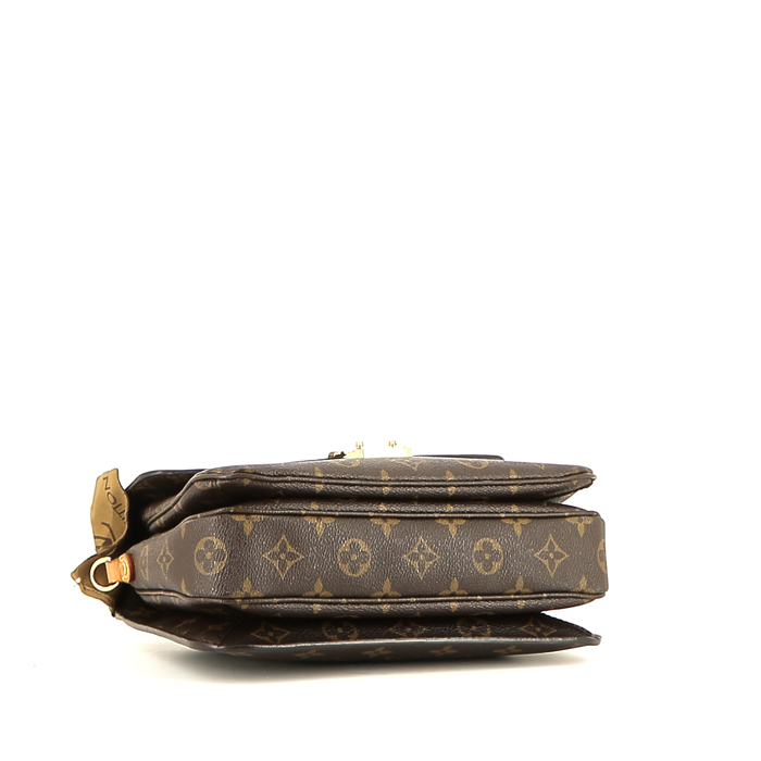 Bolso bandolera Louis Vuitton  Metis en lona Monogram marrón y cuero natural - Detail D5