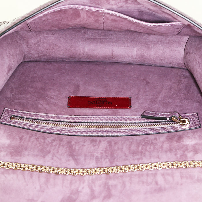 Sac bandoulière Valentino Garavani  Rockstud en python mauve - Detail D3