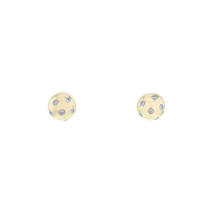 Paire de puces d'oreilles Tiffany & Co en or jaune, platine et