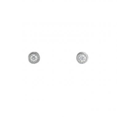 Paire de clous d'oreilles De Beers  en or blanc et diamants