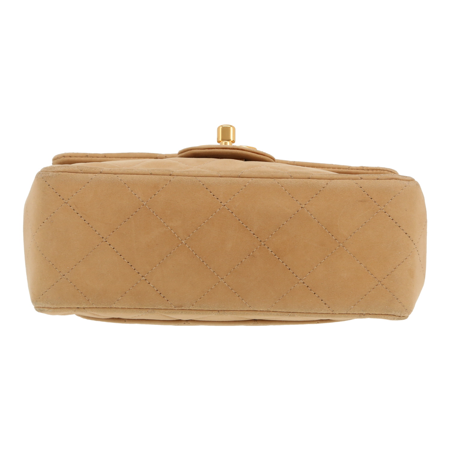 Sac bandoulière Chanel  Mini Timeless en Veau velours beige - Detail D1