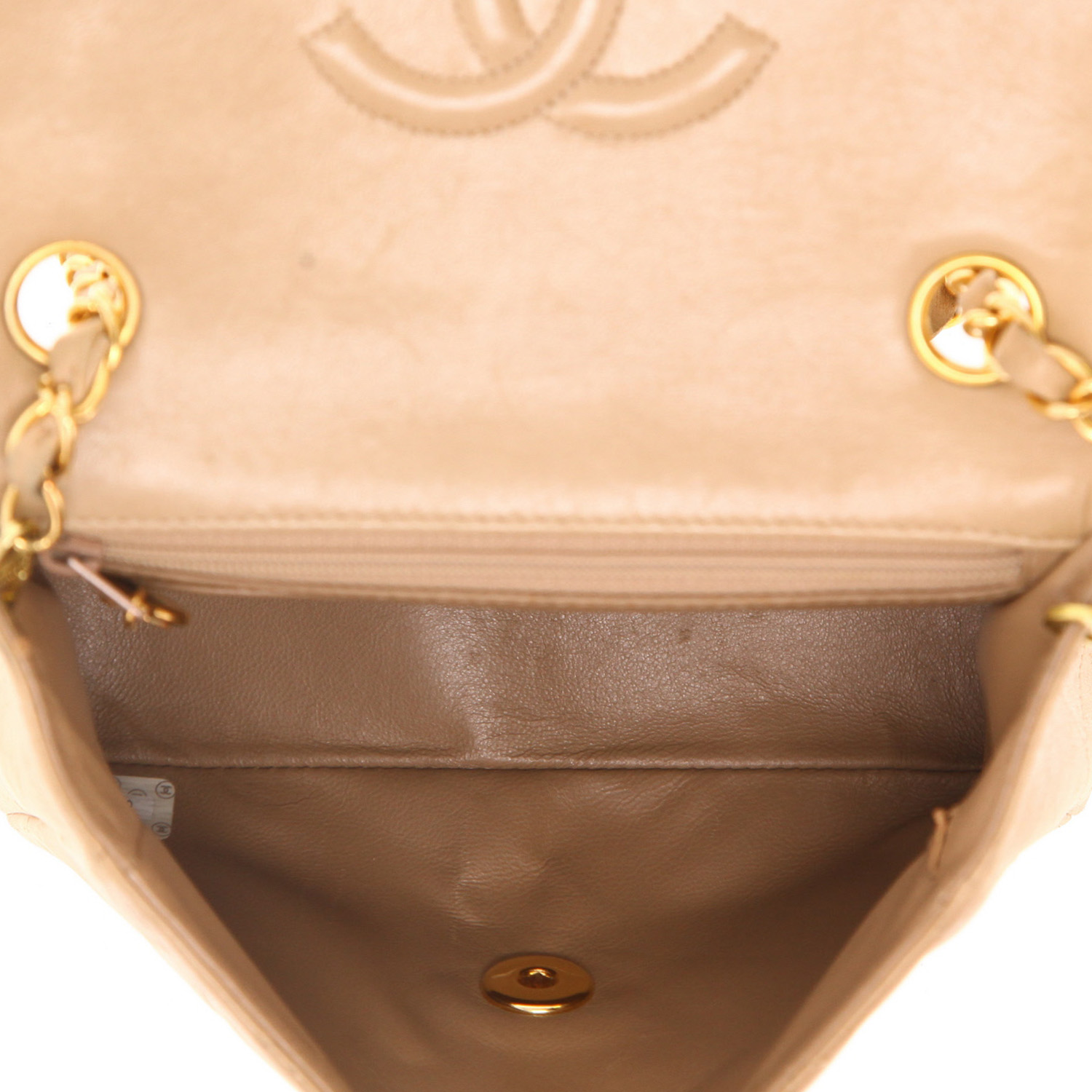 Borsa a tracolla Chanel  Mini Timeless in Veau velours beige - Detail D3