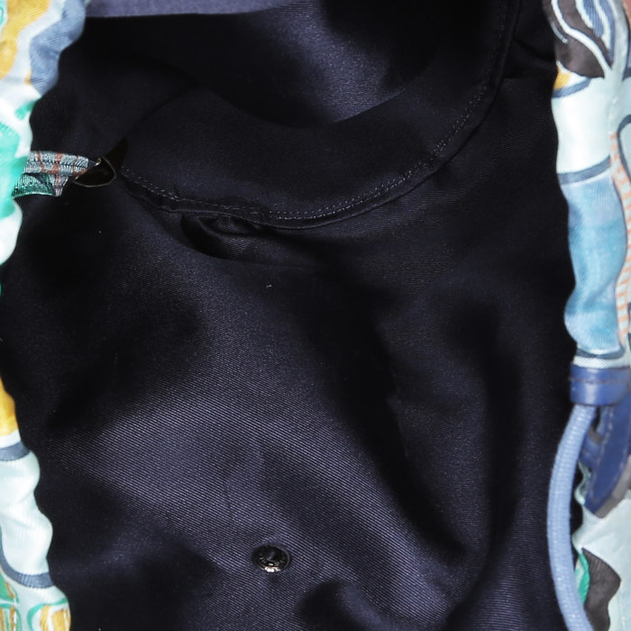 Borsa Hermès  Musardine in seta blu e pelle Epsom gold - Detail D2