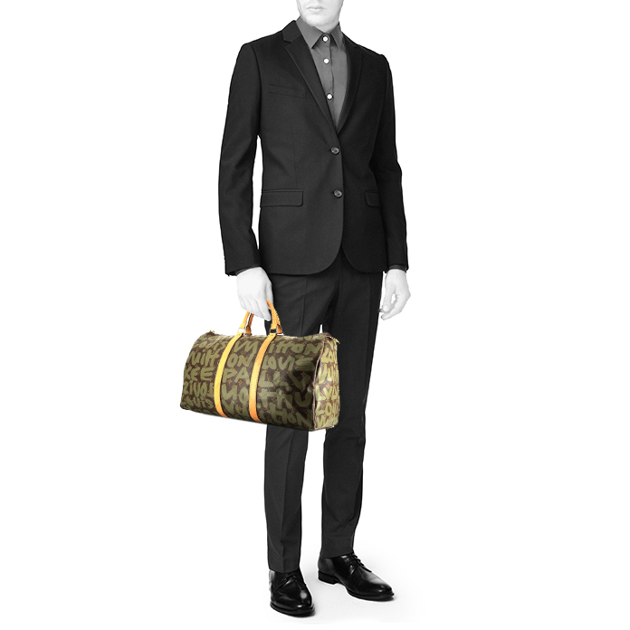 Sac de voyage Louis Vuitton  Keepall Editions Limitées en toile monogram marron - Detail D1