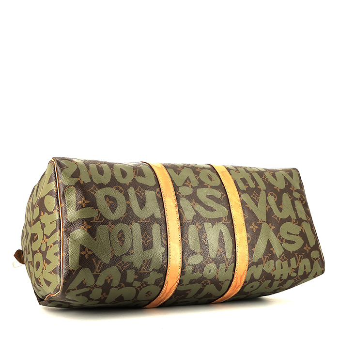 Sac de voyage Louis Vuitton  Keepall Editions Limitées en toile monogram marron - Detail D4