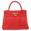 Bolso de mano Hermès  Kelly 28 cm en cuero Gulliver rojo Vif - Detail D2 thumbnail