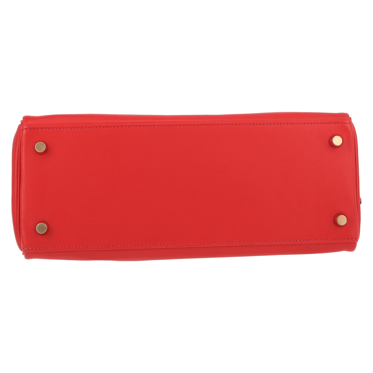 Hermès  Kelly 28 cm handbag  in red Vif Gulliver leather - Detail D4