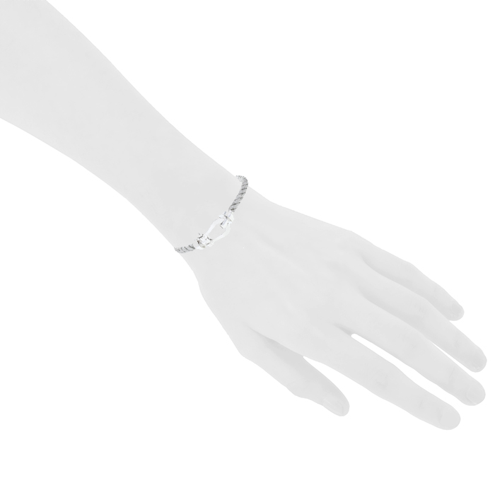 Brazalete Fred Force 10 modelo grande de oro blanco y acero - Detail D1