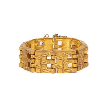 Line Vautrin, Vintage Bracelet in Gilded Bronze, Signed LV