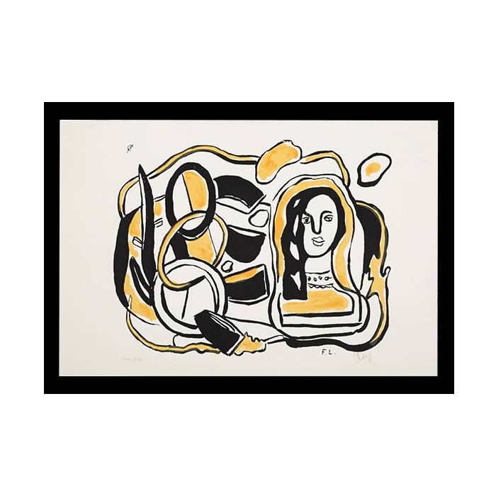 Fernand Léger, "Composition noire et jaune", silkscreen in colors on paper, signed and numbered, of 1954 - 00pp