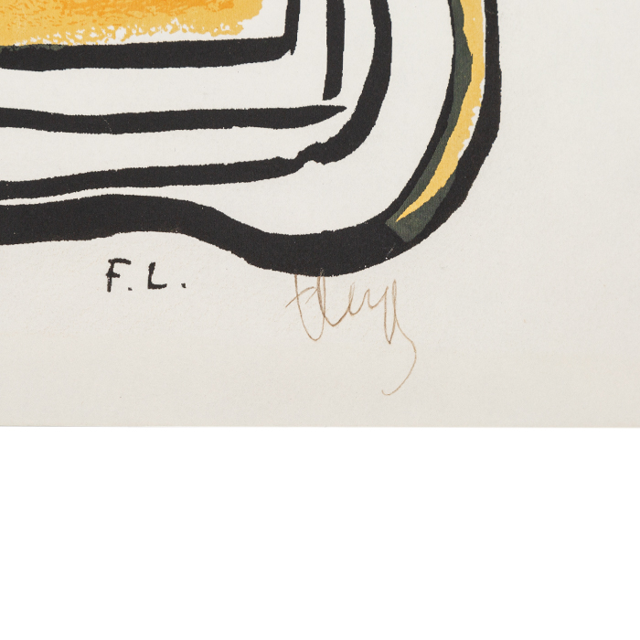 Fernand Léger, "Composition noire et jaune", silkscreen in colors on paper, signed and numbered, of 1954 - Detail D3