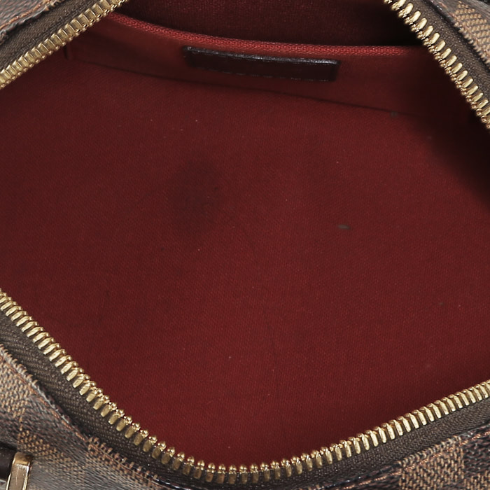 Borsa Louis Vuitton  Ribera mini  in tela cerata con motivo a scacchi ebano e pelle marrone - Detail D2